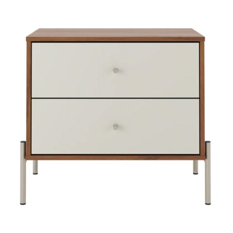 Mesa de Cabeceira 2 Gavetas Jasper Off White e Canella