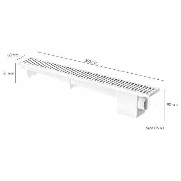 Ralo Linear Modulável Sifonado 500 mm Branco Herc - 2