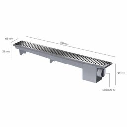 Ralo Linear Modulável Sifonado 500 mm Cinza Cromado Herc - 2