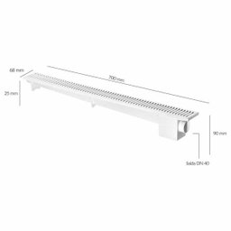 Ralo Linear Modulável Sifonado 700 mm Branco Herc - 2
