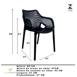 Cadeira Suits com Braço preta - Top Chairs - 6