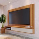 Ver imagem 3 de Painel Home Suspenso Loa para Sala de Tv até 75 Polegadas Freijó Off White Matte Colibri