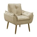 Ver imagem 2 de Sofá Conjunto Poltrona e Sofá Pequeno 2 Lugares Fixo 140cm Bege Suede