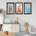 Ver imagem 4 de Kit Quadros Infantil Dino Kids 20X30 3 peças Arte na Arte Safari Aquarela Moldura Preta