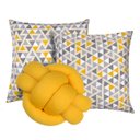 Ver imagem 1 de Kit 2 Almofadas Decorativas cheias mais Almofada Nó Amarelo