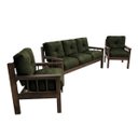 Ver imagem 3 de Sofá 3 Lugares + 2 Poltronas Madeira Maciça Veludo Sala
