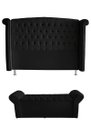 Ver imagem 1 de Kit Realeza Cabeceira de Cama Box e Calçadeira Baú Queen 160 Cm Suede Preto do Lar Móveis