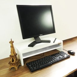 Suporte com Prateleira para Monitor Branco Em Mdf - 2