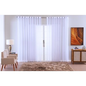 Cortina Sala Quarto Voal Liso Delicate 300x180 Transparente:branco