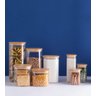 POTE HERMÉTICO DE VIDRO QUADRADO FLAT 200ML TAMPA BAMBU:Incolor - 3