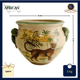 Cachepot Decorativo Chinês com Leopardo: Arte e Exclusividade em Cerâmica - 2