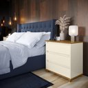 Ver imagem 2 de Mesa de Cabeceira 3 Gavetas Mini Cômoda EJ - beemóveis - Offwhite/Freijó