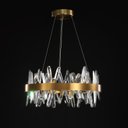 Ver imagem 5 de Lustre de cristal dourado moderno, luminária com design redondo para sala de jantar - dia 60cm - 3 C