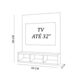 Painel para TV até 32 Polegadas com 3 Nichos em MDF - Preto - 3