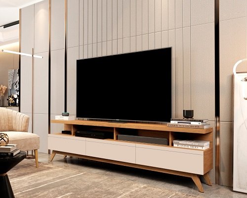 Rack para Tv até 75 Polegadas Vivare 1.8 Wood Nature/off White – Jlar Móveis - 2