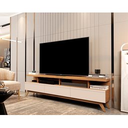 Rack para Tv até 75 Polegadas Vivare 1.8 Wood Nature/off White – Jlar Móveis - 2