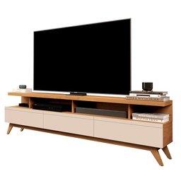 Rack para Tv até 75 Polegadas Vivare 1.8 Wood Nature/off White – Jlar Móveis - 1
