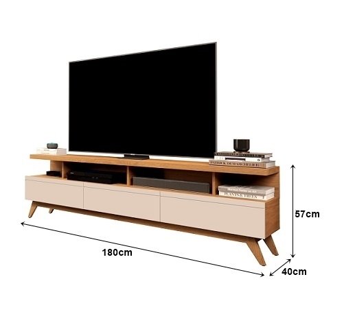 Rack para Tv até 75 Polegadas Vivare 1.8 Wood Nature/off White – Jlar Móveis - 3