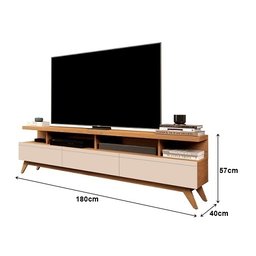 Rack para Tv até 75 Polegadas Vivare 1.8 Wood Nature/off White – Jlar Móveis - 3