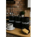 Ver imagem 4 de Kit 3 Potes Lata de Mantimentos + Bandeja Industrial Preto - Linha Dom