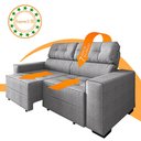 Ver imagem 5 de Estofado Monaco 2.00m Retrátil Reclinável com Espuma D-26 - Cinza