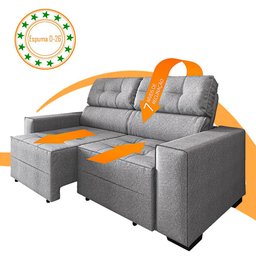 Estofado Monaco 2.00m Retrátil Reclinável com Espuma D-26 - Cinza - 4