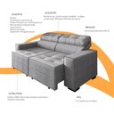 Ver imagem 4 de Estofado Monaco 2.00m Retrátil Reclinável com Espuma D-26 - Cinza