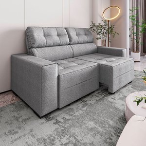 Estofado Monaco 2.00m Retrátil Reclinável com Espuma D-26 - Cinza