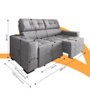 Ver imagem 3 de Estofado Monaco 2.00m Retrátil Reclinável com Espuma D-26 - Cinza