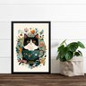 Quadro Decorativo Gatinho na Xícara de Chá 33x24cm - com Vidro:moldura Branca - 2