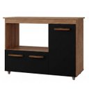 Ver imagem 3 de Balcão Multiuso Liza 114cm 2 Portas com Espaço para Microondas Cor:savana / Preto