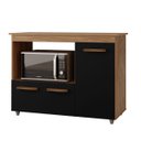 Ver imagem 2 de Balcão Multiuso Liza 114cm 2 Portas com Espaço para Microondas Cor:savana / Preto