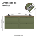 Ver imagem 4 de Rack para TV até 70 Polegadas 160cm 4 Gavetas Rustic/Verde Vik Madesa 04