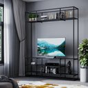 Ver imagem 1 de Estante Home para TV Moderna Estilo Industrial Silver 150x40x200 Cor mdf Preto