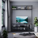Ver imagem 2 de Estante Home para TV Moderna Estilo Industrial Silver 150x40x200 Cor mdf Preto