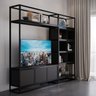 Estante Home para TV Moderna Estilo Industrial Melodic 260x40x220 Cor mdf Preto - 1