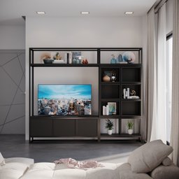 Estante Home para TV Moderna Estilo Industrial Melodic 260x40x220 Cor mdf Preto - 2