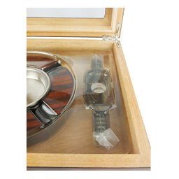 Caixa Umidora de Charutos Tampa em Vidro Kit com Cinzeiro e Cortador Ebony Set - 7