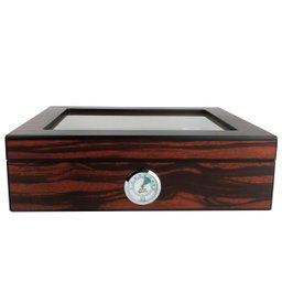 Caixa Umidora de Charutos Tampa em Vidro Kit com Cinzeiro e Cortador Ebony Set - 2