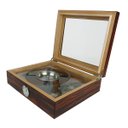 Ver imagem 5 de Caixa Umidora de Charutos Tampa em Vidro Kit com Cinzeiro e Cortador Ebony Set