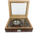 Ver imagem 6 de Caixa Umidora de Charutos Tampa em Vidro Kit com Cinzeiro e Cortador Ebony Set