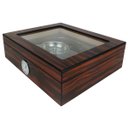 Ver imagem 3 de Caixa Umidora de Charutos Tampa em Vidro Kit com Cinzeiro e Cortador Ebony Set