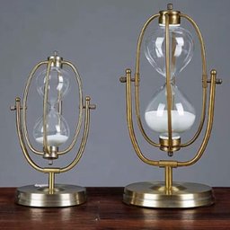 Ampulheta Decorativa Grande 30 Minutos Areia Branca Rotação Globe 31 cm - 7