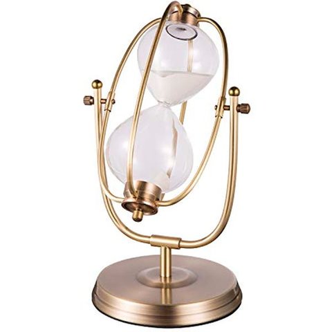 Ampulheta Decorativa Grande 30 Minutos Areia Branca Rotação Globe 31 cm