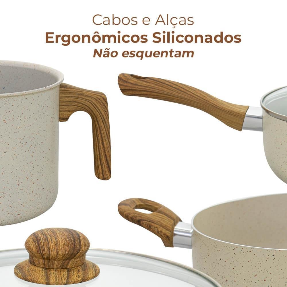 Conjunto de Panelas Antiaderente Revestimento Cerâmica Vanilla Sahara 8 Peças - Casambiente - 3