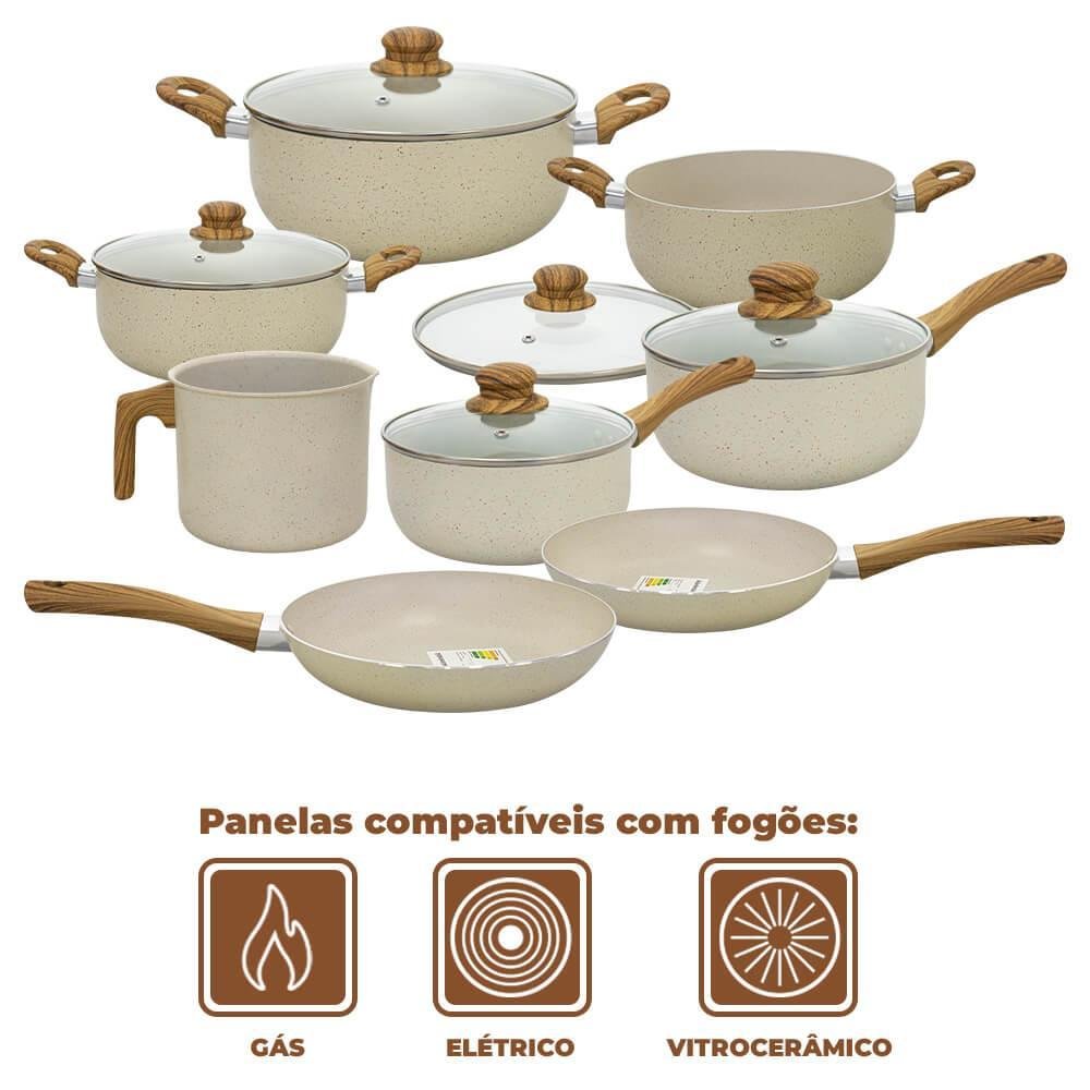 Conjunto de Panelas Antiaderente Revestimento Cerâmica Vanilla Sahara 8 Peças - Casambiente - 6