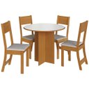 Ver imagem 1 de Mesa Redonda 90cm 4 Lugares Cadeiras Linho Sala Jantar