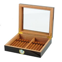 Caixa Umidora de Charutos Com Higrômetro Externo Tampa em Vidro Zebra Walnut - 4