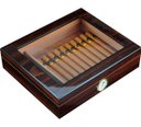 Ver imagem 1 de Caixa Umidora de Charutos Com Higrômetro Externo Tampa em Vidro Zebra Walnut