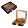 Caixa Umidora de Charutos Com Higrômetro Externo Tampa em Vidro Zebra Walnut - 5